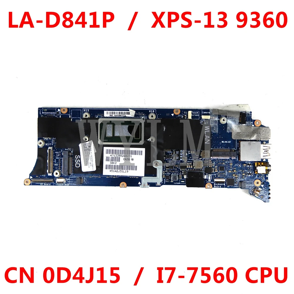 

CN 0D4J15 D4J15 0D4J15 для Dell XPS-13 9360 материнская плата для ноутбука I7-7560 процессор