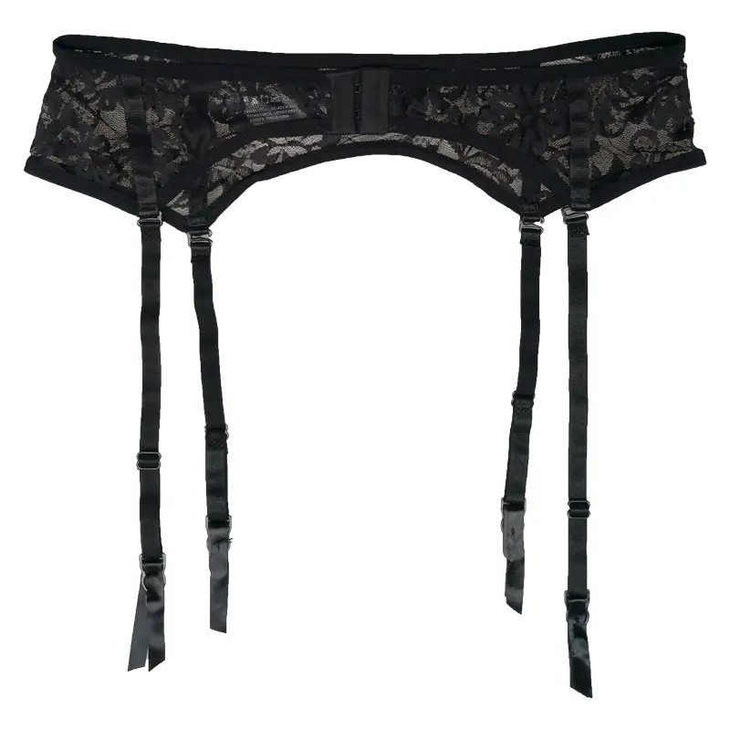 Пояс для чулок женский с цветочным кружевом черный/белый пояс металлическими