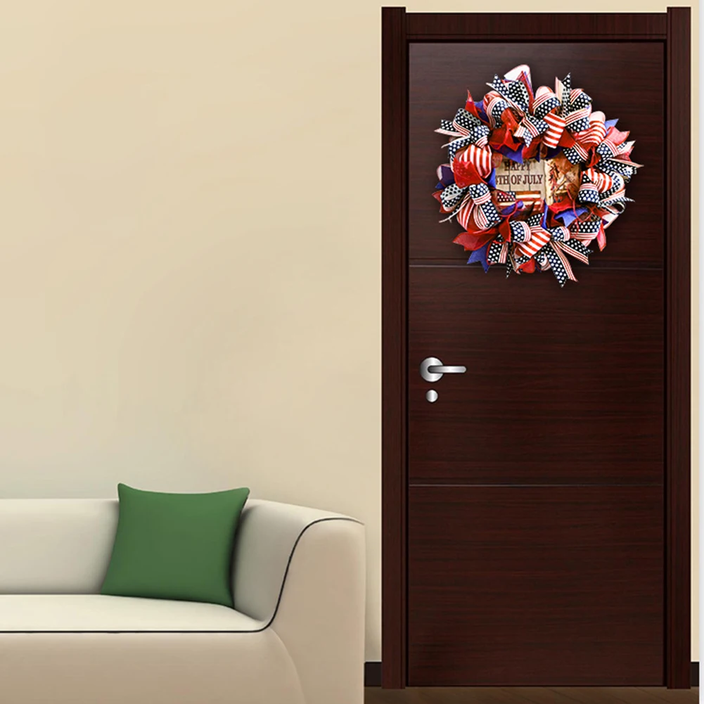 

Front Door Ornament Home Decor Artificial Independence Day Wall Patriotic Americana Wreath Indoor Outdoor Hanging Party Festival