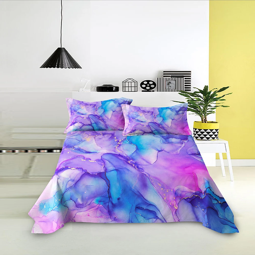 3D ослепляющая плоская простыня удобное постельное белье с мраморным узором