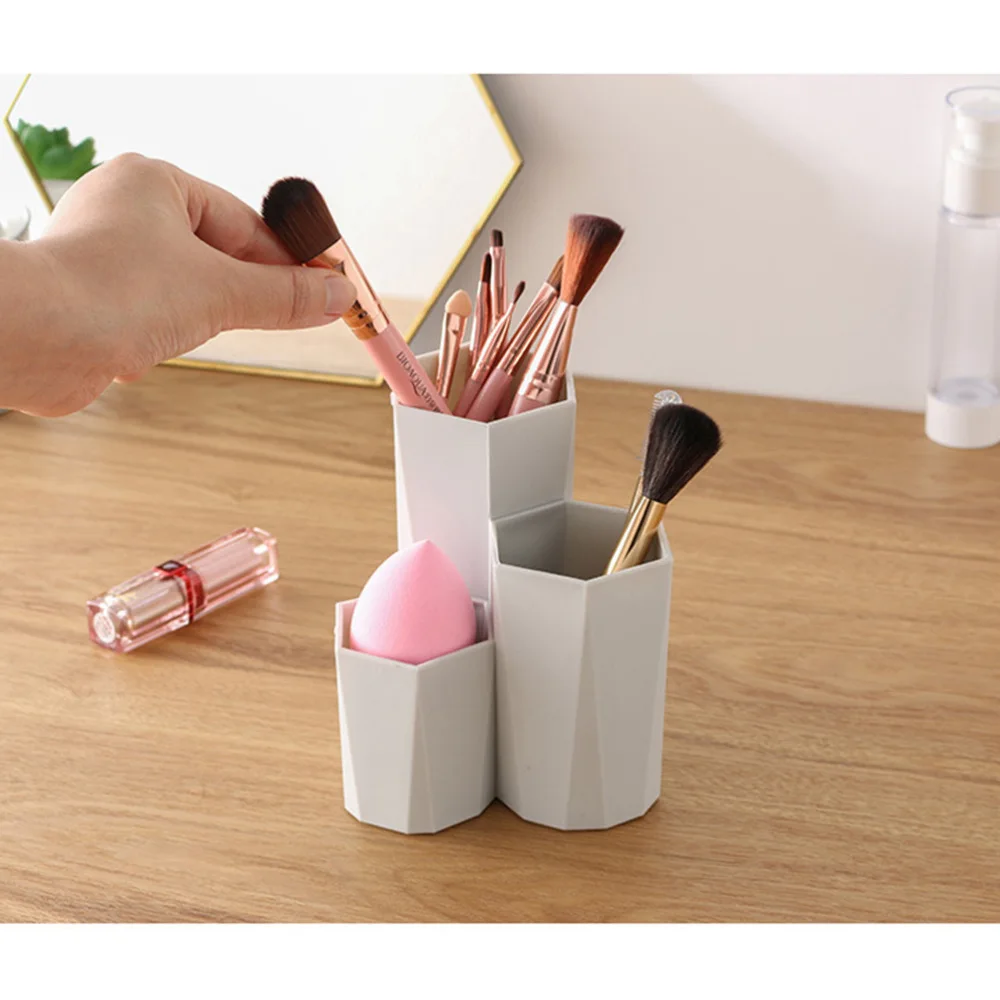 

1pc Storage Box Cosmetic Brush Holder Desktop Sundries Organizer for Home Office Dorms White