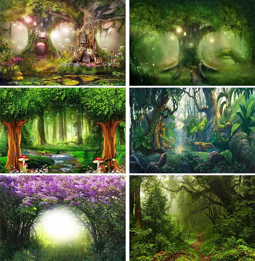 

Spring Flower Jungle Forest Wonderland Dreamy Nature Scenery Baby Birthday Backdrop Photography Background for Photo Studio Prop