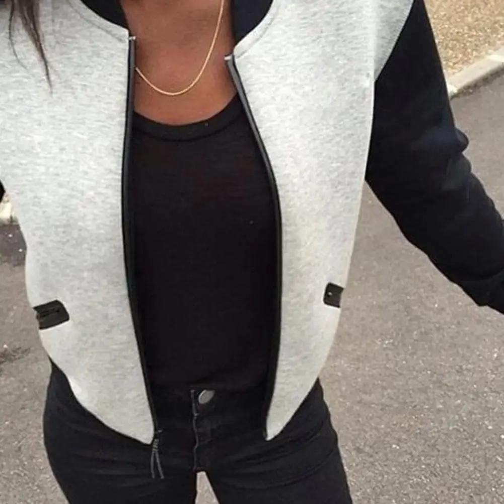 Куртка Женская бейсбольная модный контрастный короткий жакет повседневный