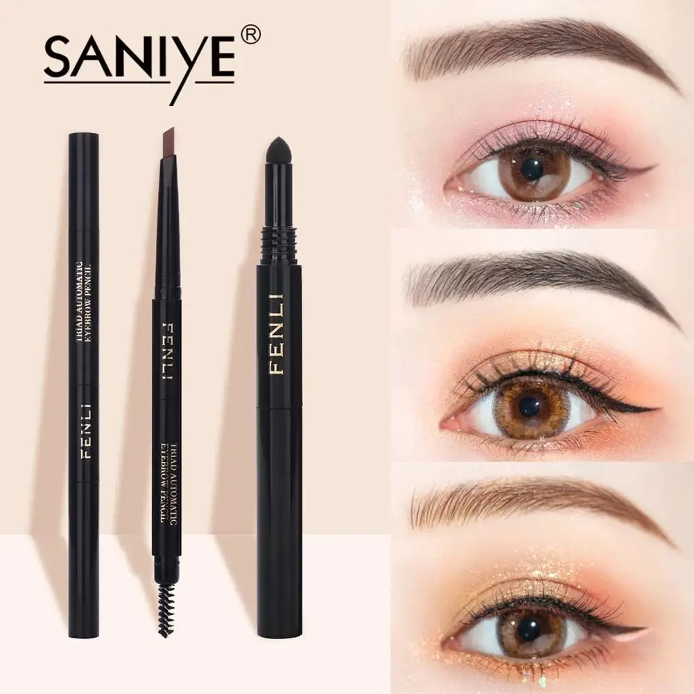 

3 Heads Waterproof Natural Eyebrow Pen Eye Brow Tint Makeup Three Colors Eyebrow Pencil Brown Black Cosmetics