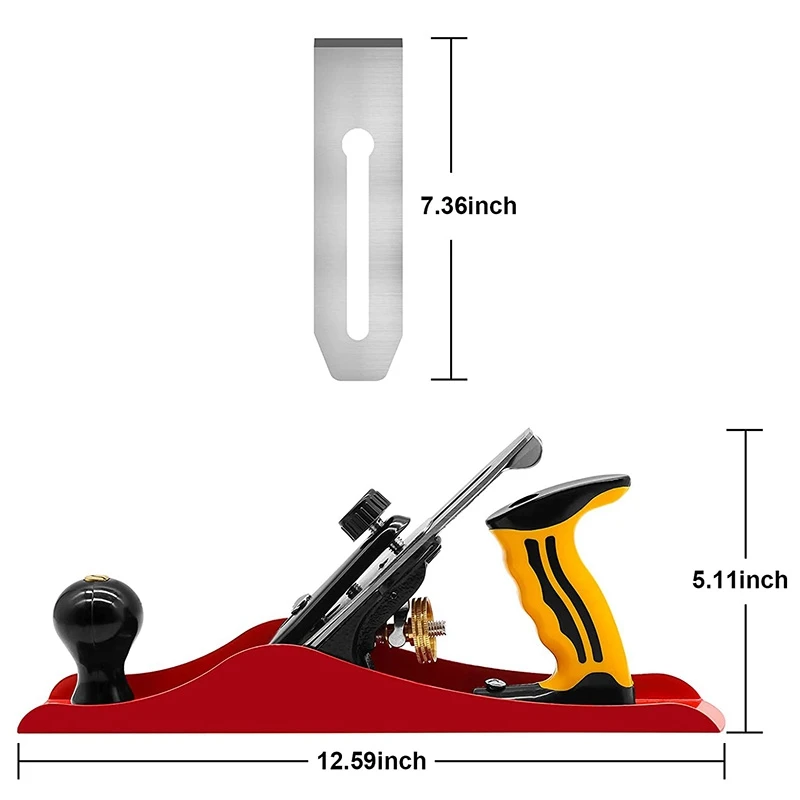 

12.5Inch Wood Planer 2Inch Cutter Planers Woodworking Tools Adjustable Control the Depth of Hand Plane,2 Blades