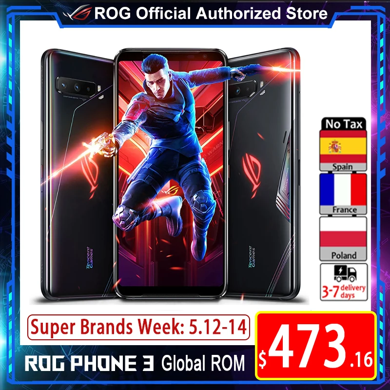 Глобальный Встроенная память версия ASUS ROG Phone 3 512 ГБ 12 Гб SD865 + 6000 мА/ч, Батарея 144 Гц AMOLED FHD 64MP тройные камеры ROG3 5G для телефона с мотивами игр - изображение
