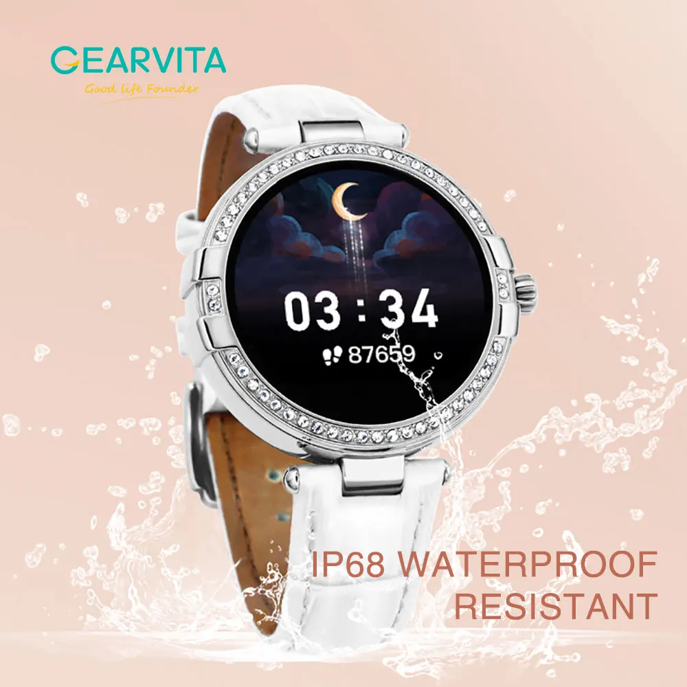 

Gearvita R8 Smart Watch IP68 Waterproof Call Reminder Heart Rate Blood Pressure Temperature Monitor Alarm SmartWatch Women