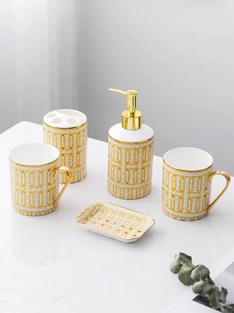 Набор аксессуаров для ванной комнаты керамический диспенсер мыла держатель