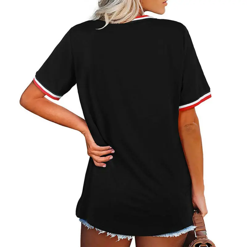 

VICABO Women Tops Summer Women Clothing Short Sleeve Striped T-Shirt Ladies V-Neck Ladies Tops Casual Basic Women Tshirts 2021