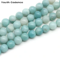 natural stone amazonite angelite round loose spacer beads 681012mm for jewelry diy y making handmade bracelet 15inches