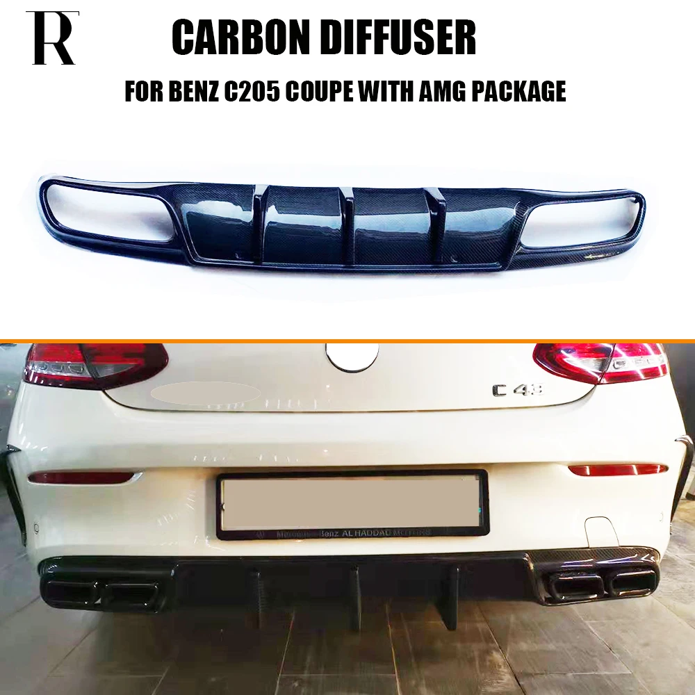 Задний бампер C205 из углеродного волокна большой плавный диффузор для Benz W205 Coupe 2