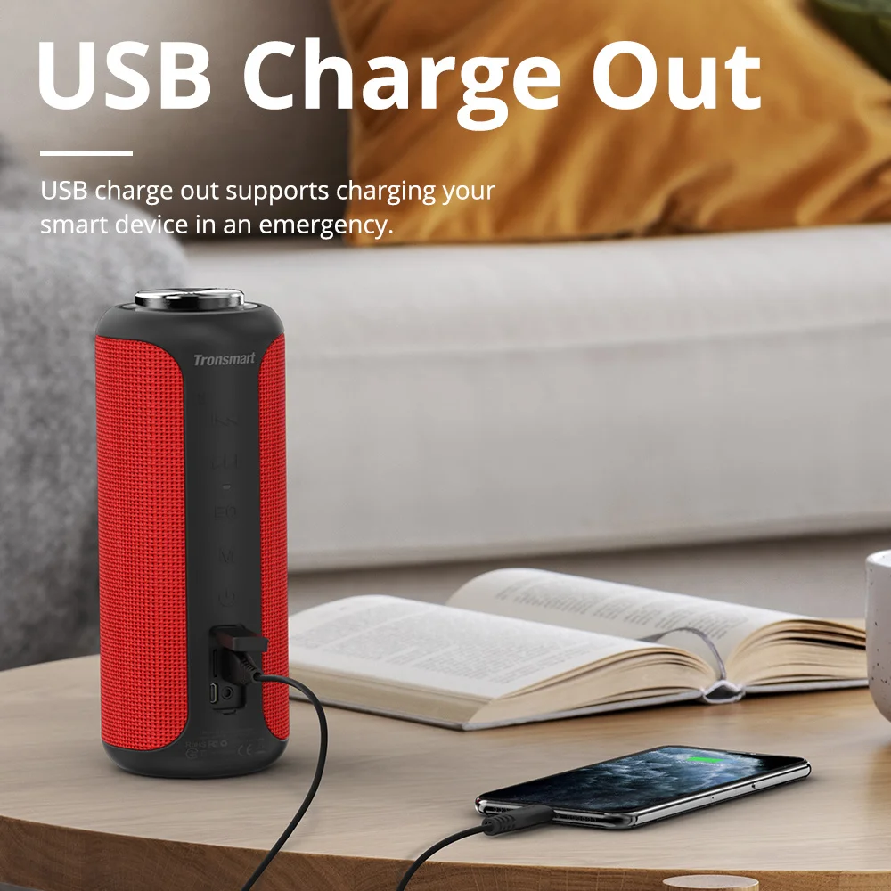 

Bluetooth 5.0 Speaker 40W Portable Speaker IPX6 Column with NFC,TF Card,USB Flash Drive