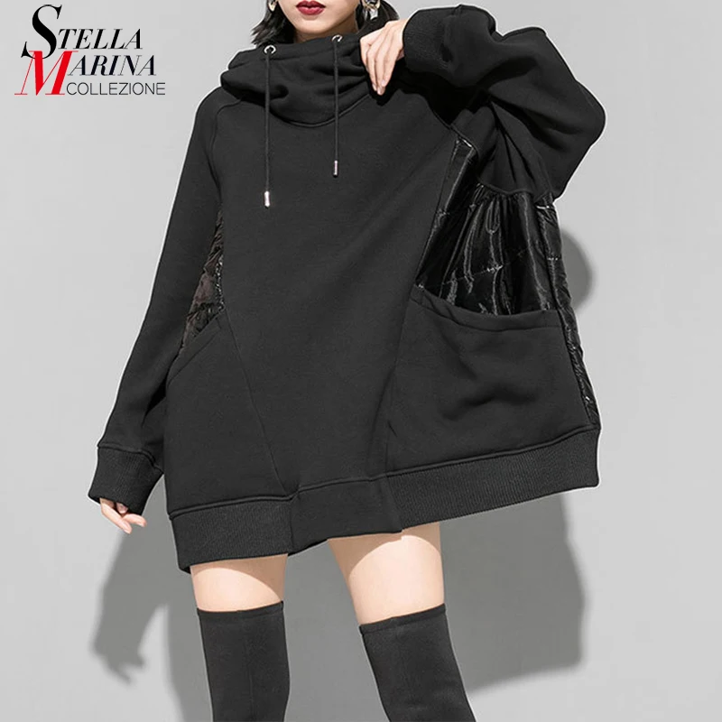 Новый Для женщин модная зимняя одежда 2019 корейский стиль размера плюс черный