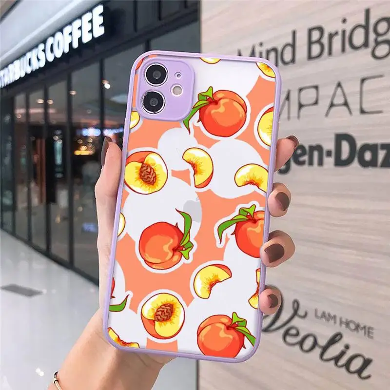 

peach Phone Case purple matte transparent For iPhone 7 8 x xs xr 11 12 pro plus max mini Clear Funda