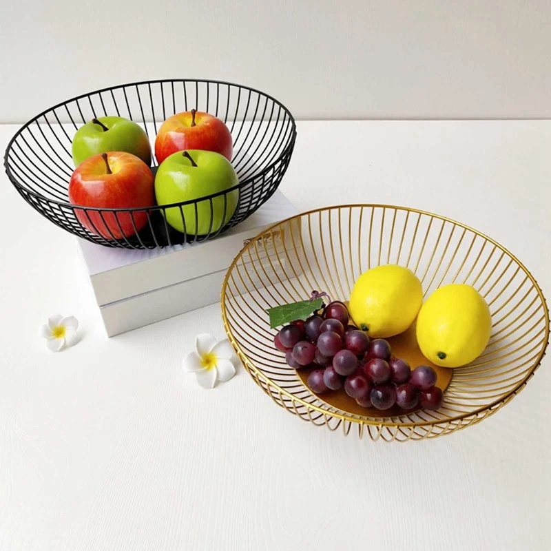 

Metal Fruit Basket Wrought iron Food Snack storage Bowl Living Room Home Desktop Kitchen Holder Utensil Cake Tray home