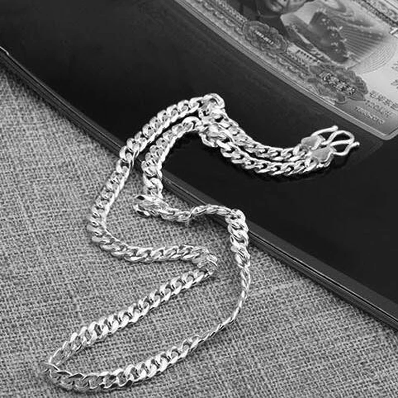 

OEVAS 100% 999 Sterling Silver Necklace For Men 9.5MM With 62cm Length About 125g Hip Hop Fine Jewelry Birthday Party Gift