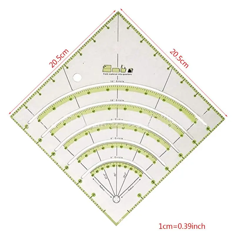 

Arcs & Fans Quilt Circle Cutter Ruler,Multifunctional Arc Cutting Patchwork Rule