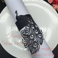creative 50pcs lot peacock style laser cut paper napkin ring wedding hotel banquet ceremony table decoration shinne paper