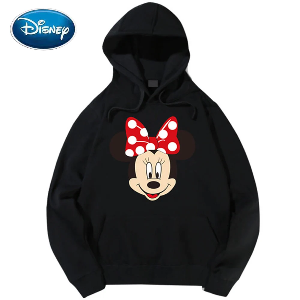 

Disney Stylish Minnie Mouse Bow Dots Cartoon Print T-Shirt Hoodie Pullover Harajuku Unisex Long Sleeve Pocket Tops 2 Colors