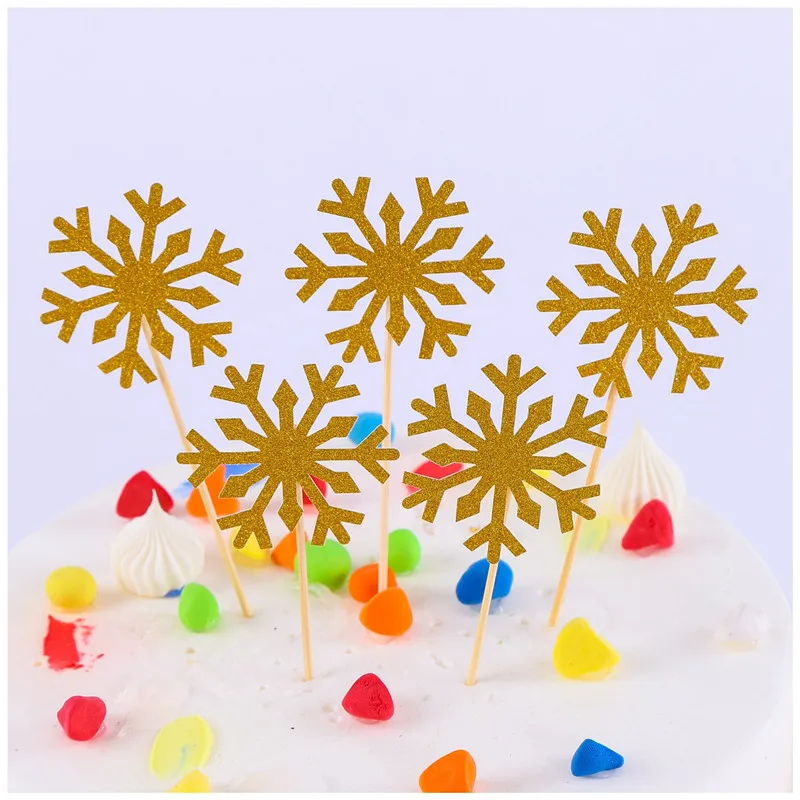 10 шт. Замороженные вечерние рождественские искусственные снежинки торт флаг