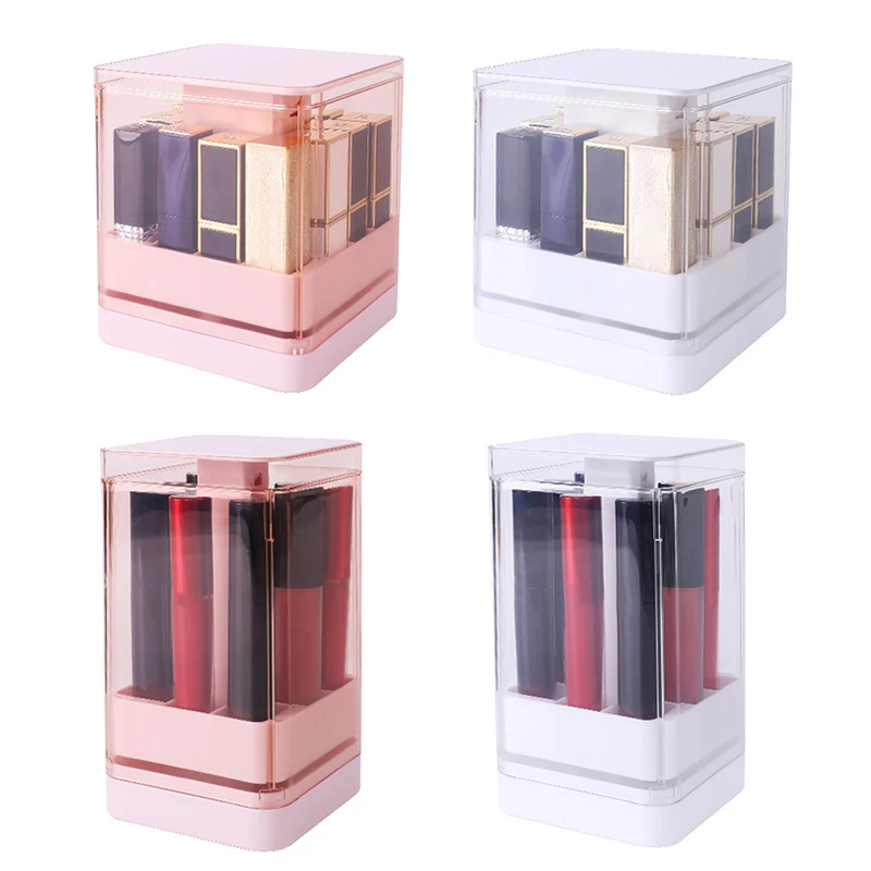 

8/12 Grids Press Lift Lipstick Storage Box Press to Open Transparent Lip Glaze Holder Cosmetic Organizer for Fast Pick H