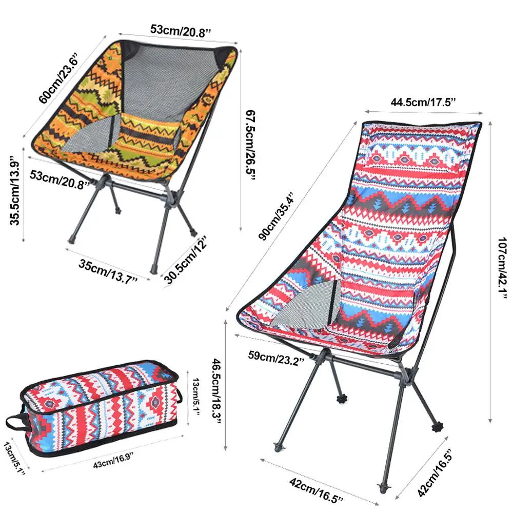

Camping Chair Multicolor Picnic Beach Collapsible Backrest Chairs with Carry Bag Outdoor Portable Foldable Chair