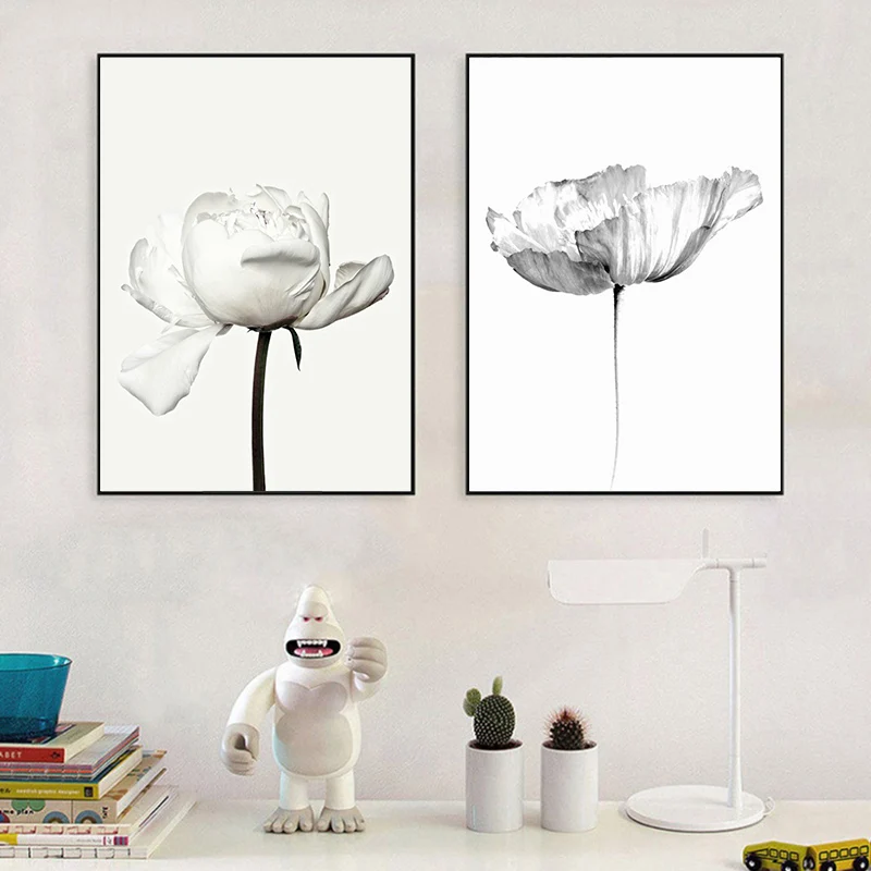 Минималистичная Скандинавская Настенная картина с цветами Абстрактная Картина