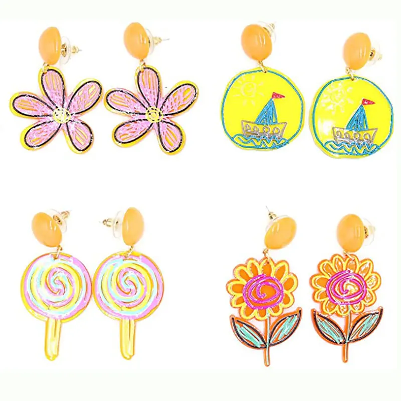 

New Exaggerated Personality Trend Creative Flower Earrings Lollipop Earrings Temperament Sun Flower Earrings Women's Jewelry Gif