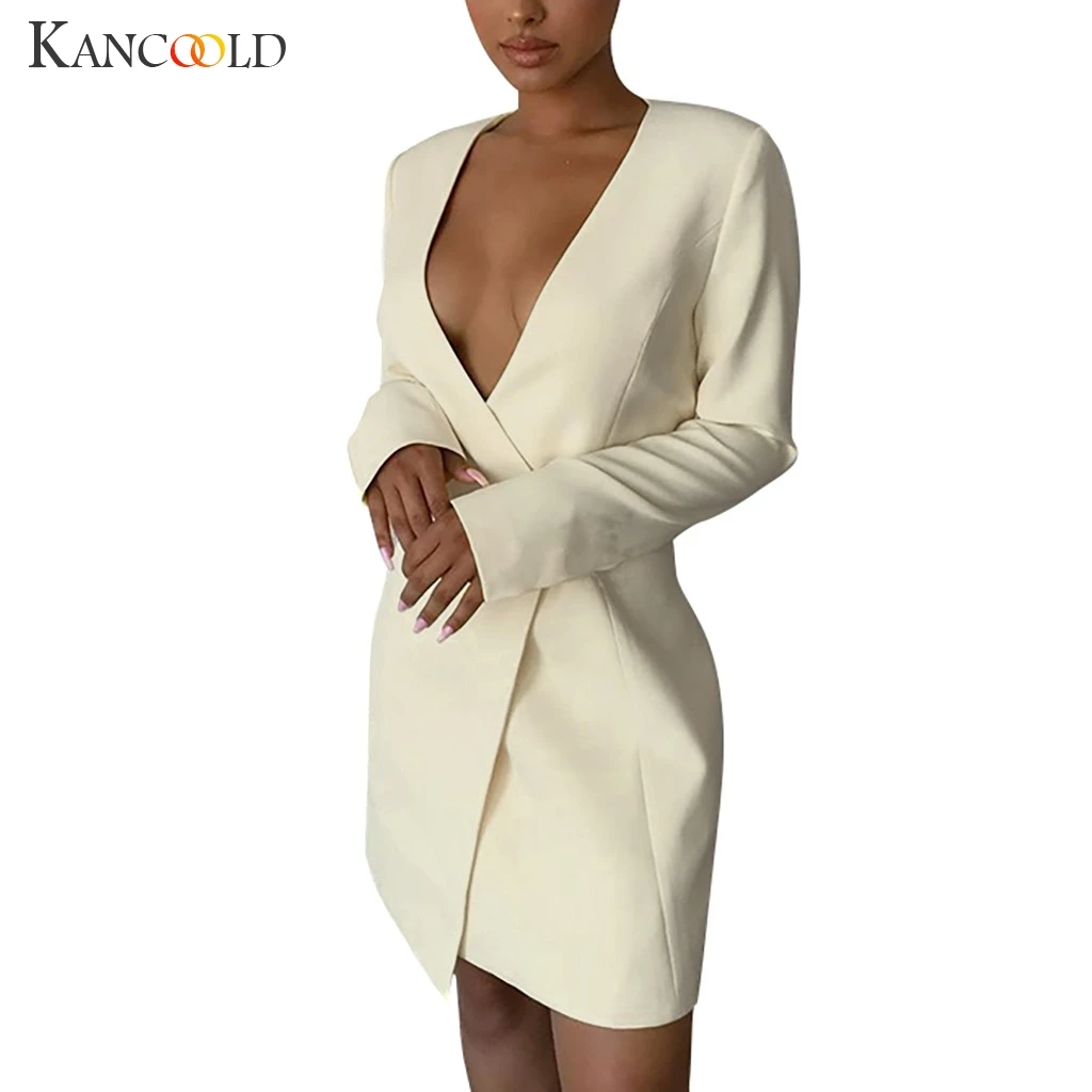 Женский офисный Блейзер KANCOOLD однотонный белый приталенный пиджак с длинным