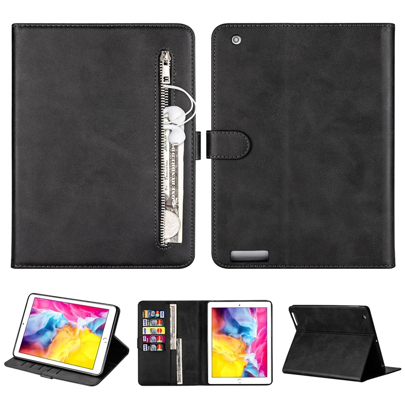 Флип чехол из искусственной кожи на магнитной молнии для iPad 2 3 4|Чехлы планшетов и
