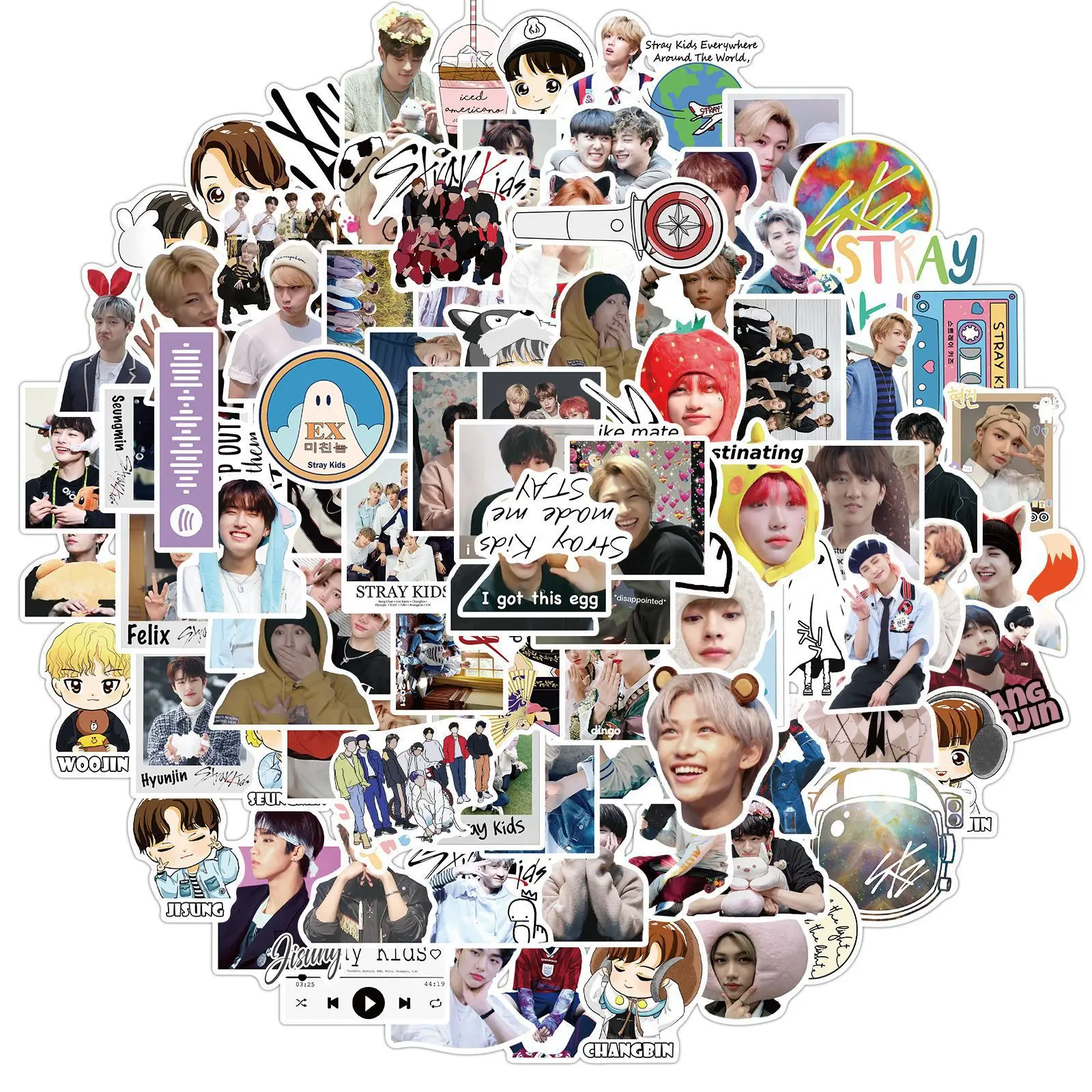 

10 / 30 / 50pcs South Korean Men's Troupe Stray Kid Graffiti Sticker DIY Laptop Scooter Guitar Star Sticker Waterproof Wholesale