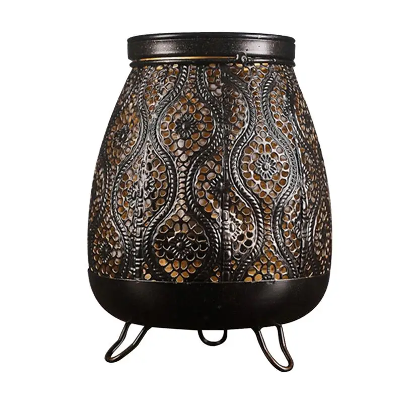 

1pc Hollow Lantern Handicraft Ornament Iron Lantern Home Ornament (Black)