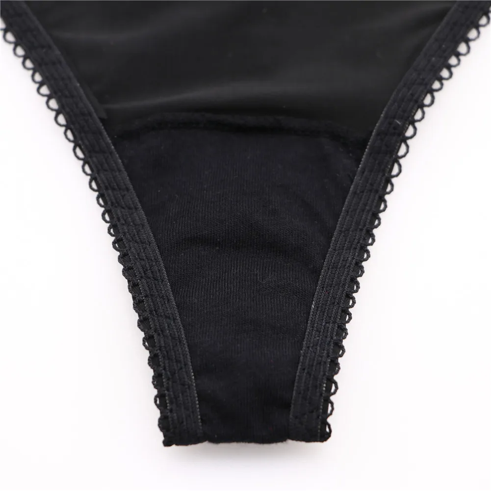 

Ladies sexy thong lace low-rise thongs breathable underwear black panties