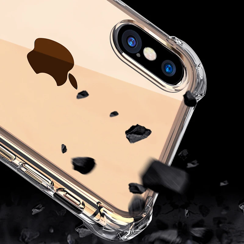 Для iPhone X XS XR Max 8 7 6 6S Plus модный противоударный бампер прозрачный силиконовый чехол