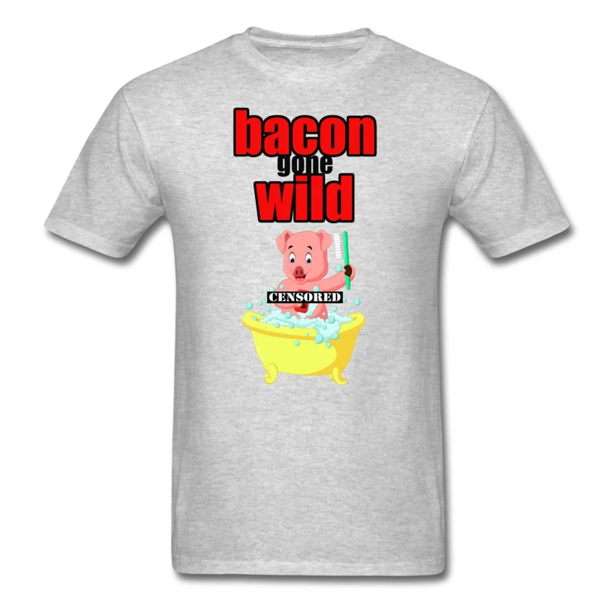 Футболка с беконом и диким смешным свинином для мужчин хлопковая футболка на