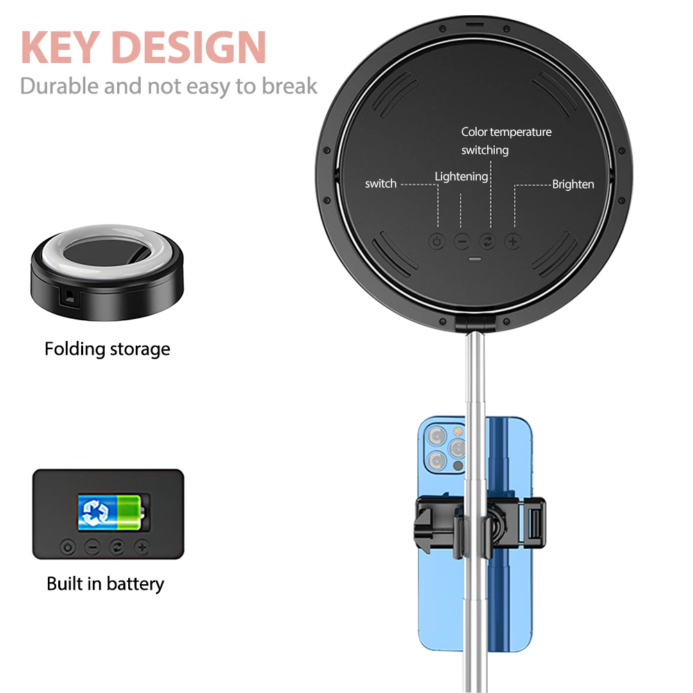 Ламсветильник кольцевая SAMTIAN Складная с регулировкой яркости светильник зажимом