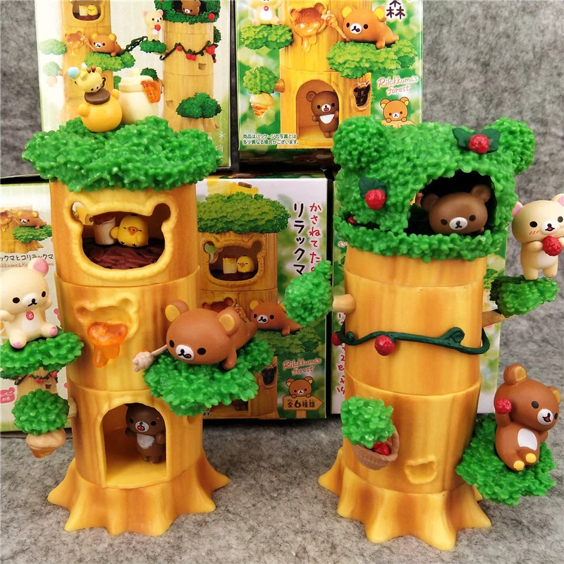 

Рилаккума Аниме Фигурка Kawaii Медведь Дерево отверстие Штабелируемый лес пень слойная фигурка кукла из ПВХ милые игрушки подарки для детей