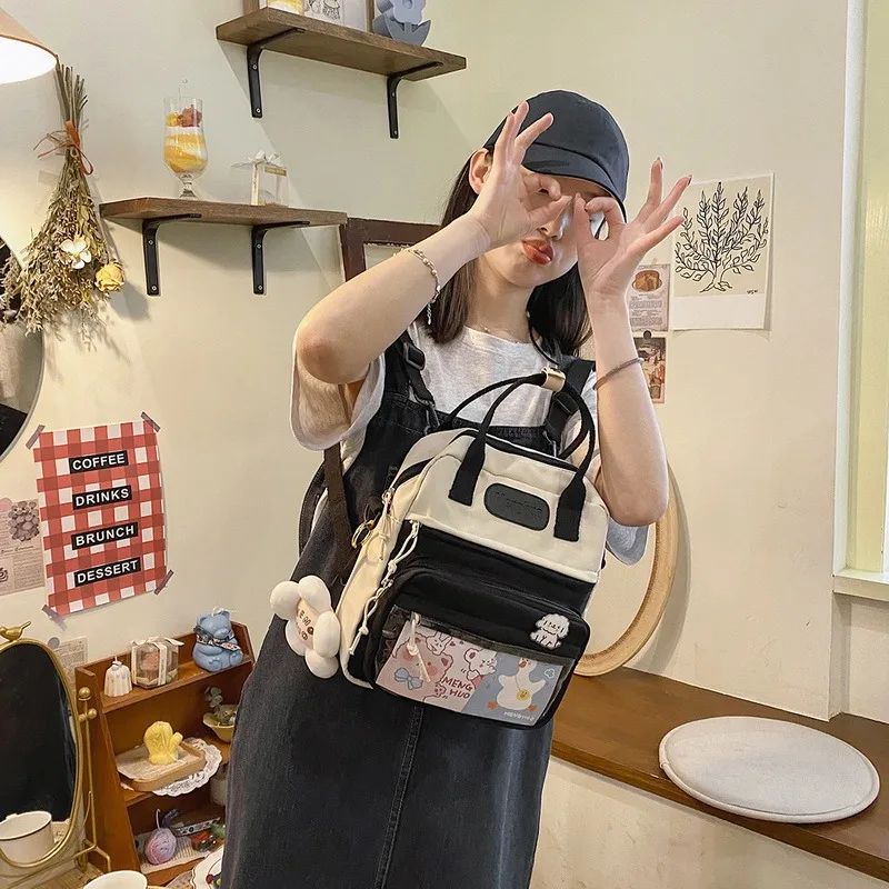 

Korean Style Cute Mini Backpacks Women Waterproof Nylon Small Shoulder Bags for Teenage Girls Schoolbags Flower Travel Backpack