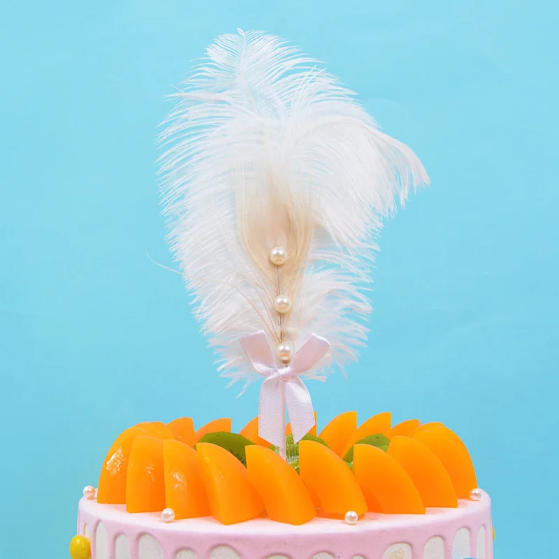 Жемчуг страуса Лебедь перо Торт Декор мороженое кекс Picks выбор Дети День рождения
