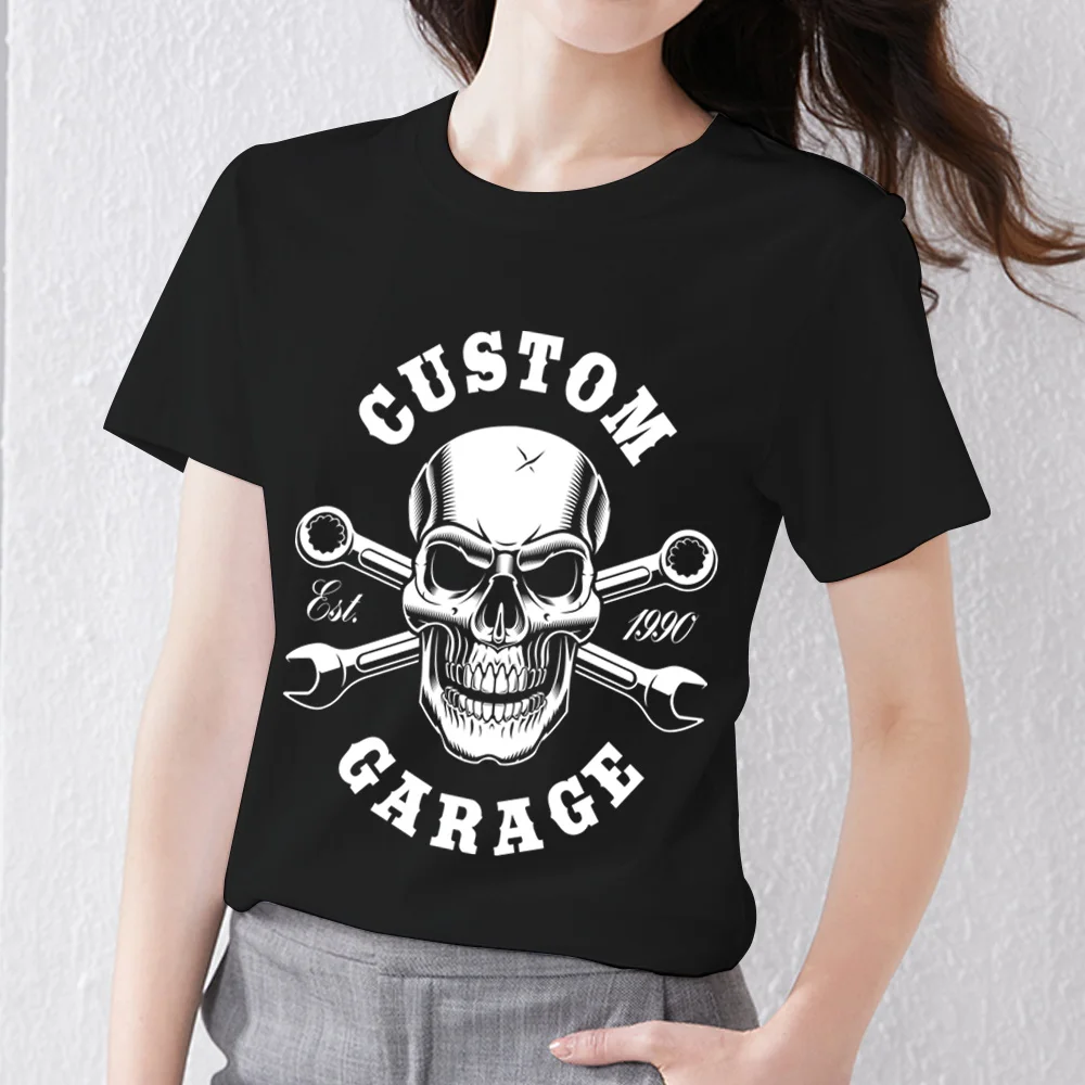

Women Printing T-Shirts Fashion Skulls Pattern Series Lady Short Sleeve Casual Black O-neck Tee Dropshipping Tops Female Clothes