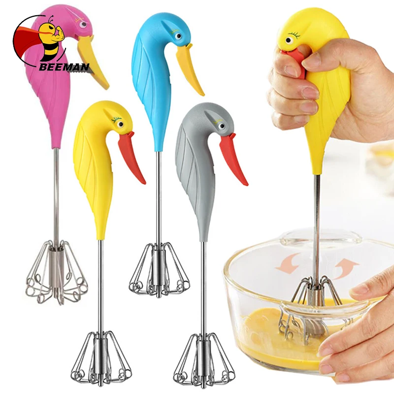 

BEEMAN Whisk Mixer Hand Silicone Egg Beaters Semi-Automatic Coffee Milk Mixing Wisk Cook Blender Handheld Kitchen Cooking Tool