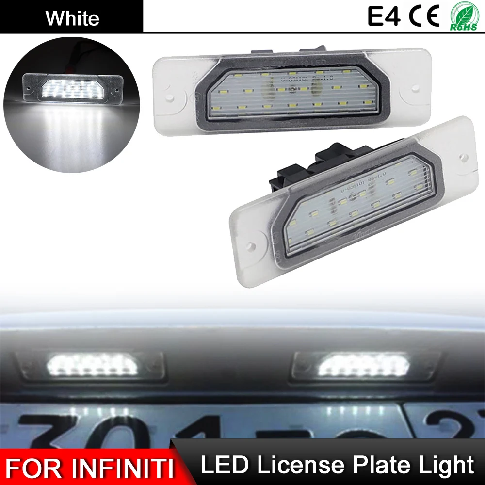 

1 пара для Infiniti FX35 FX45 Q45 I30 I35 M35h M37 M56 Q70 для Nissan Fuga Cefiro, Белый светодиодный номерной знак