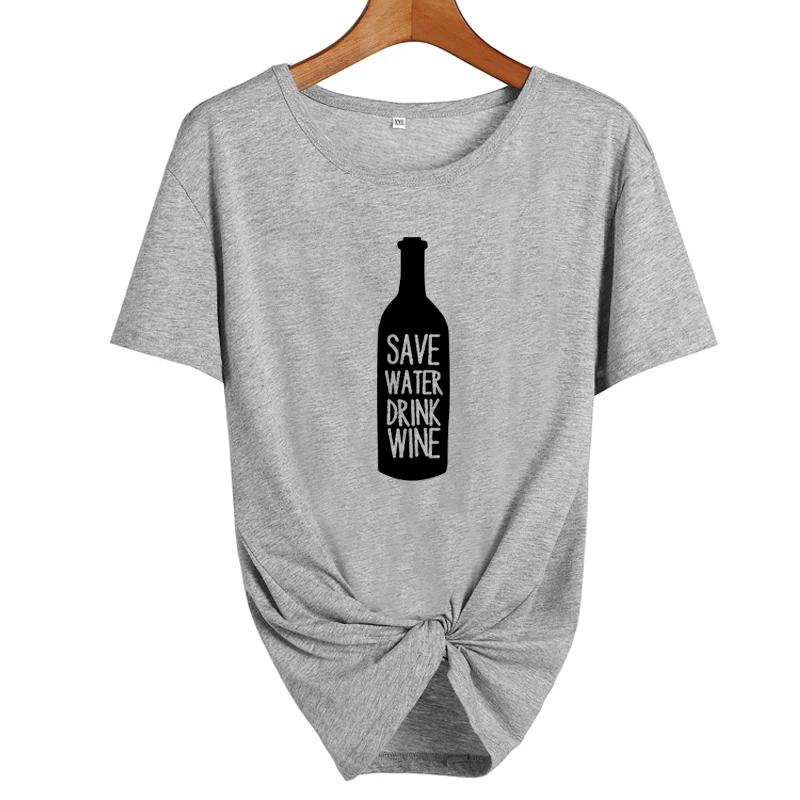 Забавная футболка с надписью «Save Water Drink Wine» и надписью «Wine Lovers», женские готические вечерние футболки в стиле Харадзюку, женская одежда, модные футболки