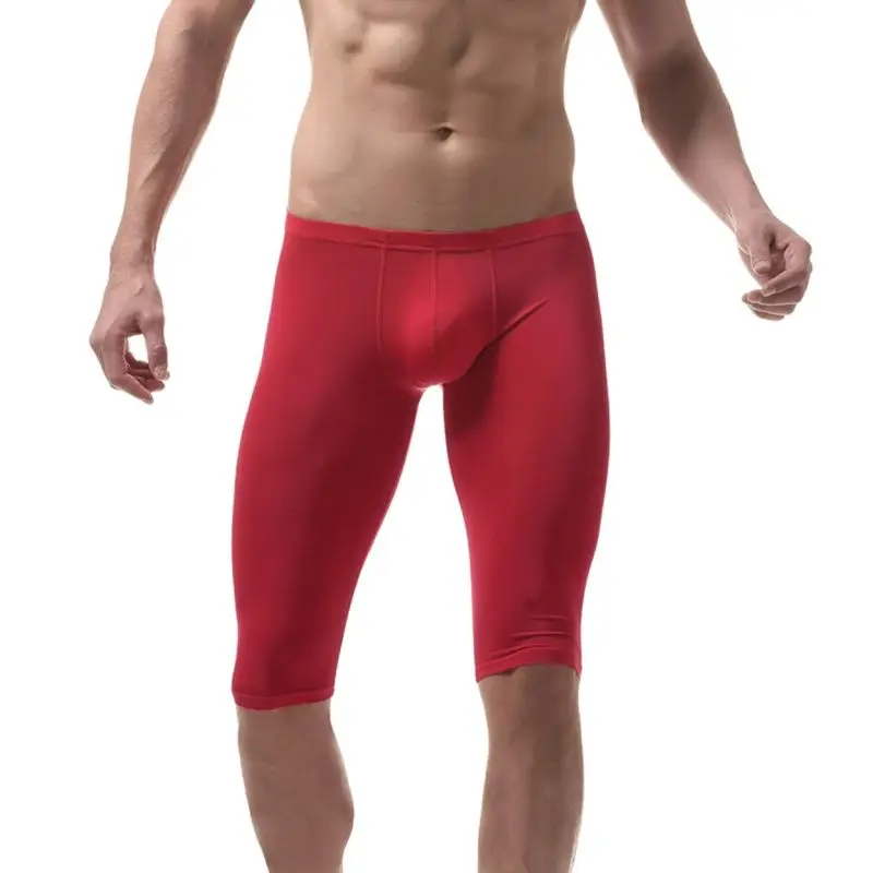 Сексуальные супер тонкие мужские шорты обтягивающие штаны для бега ледяной шелк