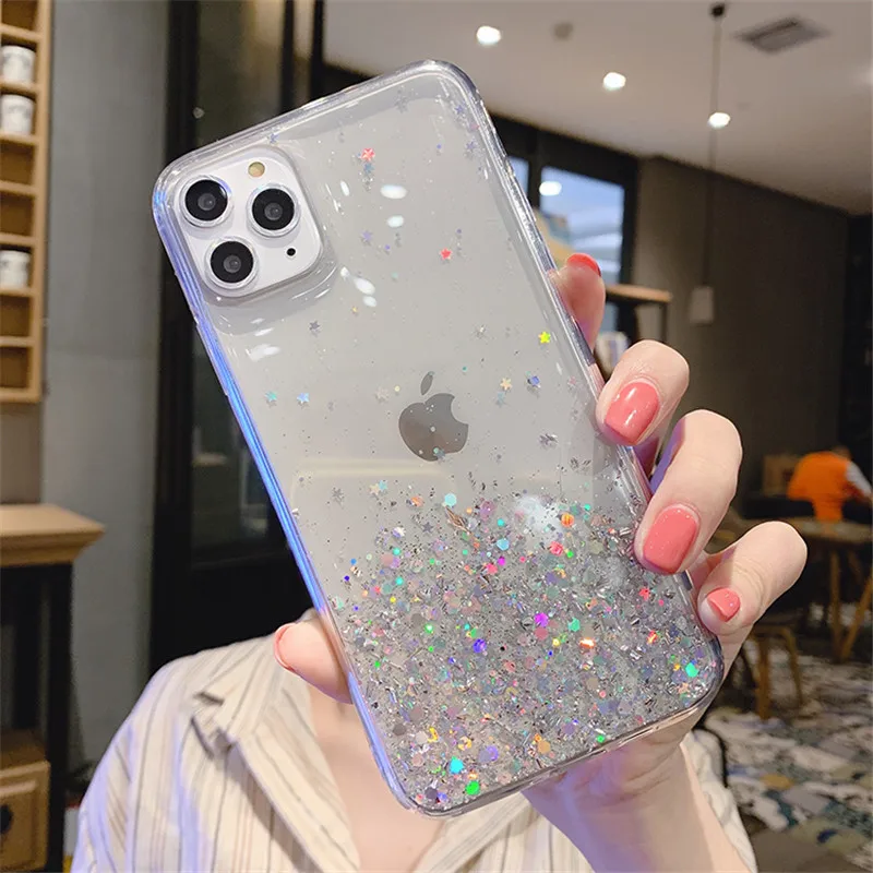 Роскошный блестящий чехол со звездой для iPhone 11 Pro Max X XR Xs 6 6s 7 8 Plus мягкий