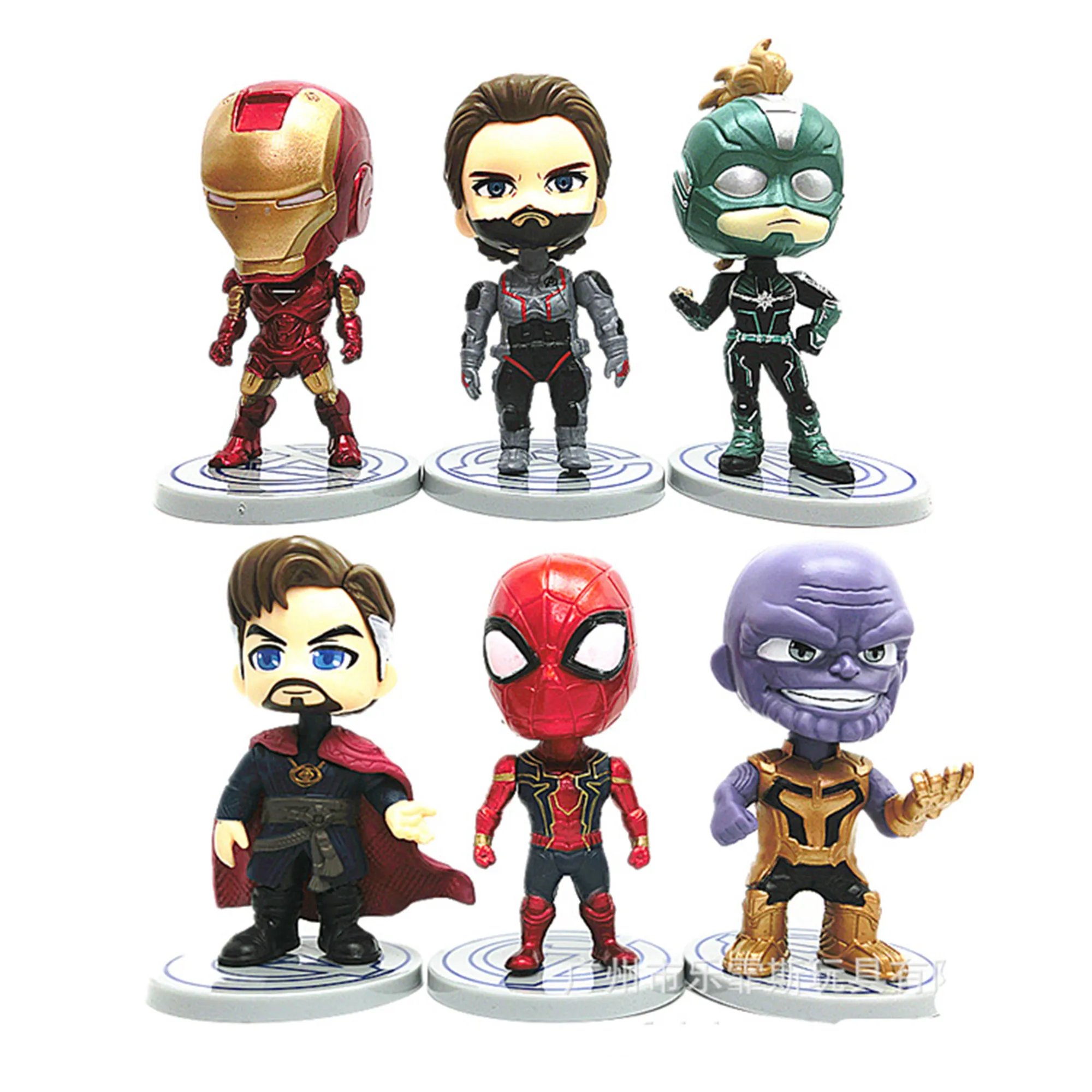 

6pc Set 10cm The Avengers Action Figures Toys Cartoon Iron Man Spider Man Thor Collectible Model Super Hero Doll Gifts Kids Toys