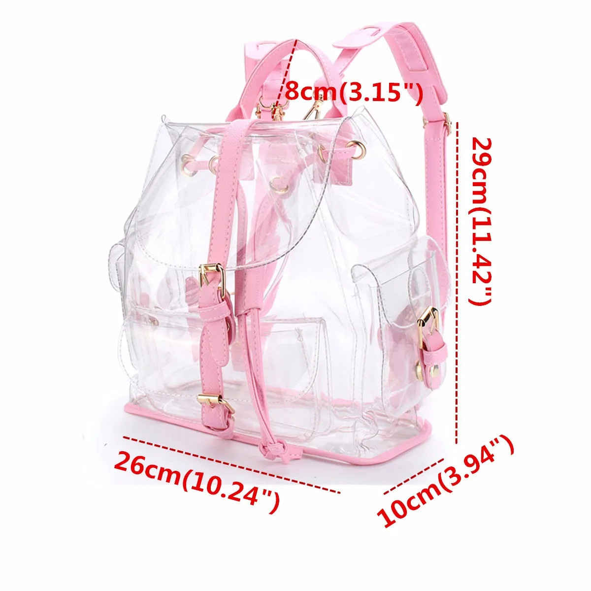 

Women Clear Plastic Backpacks Women Shoulder Bag Brand New Fashion Sweet Style Transparent Schoolbag Teenager Pack Travel Bag