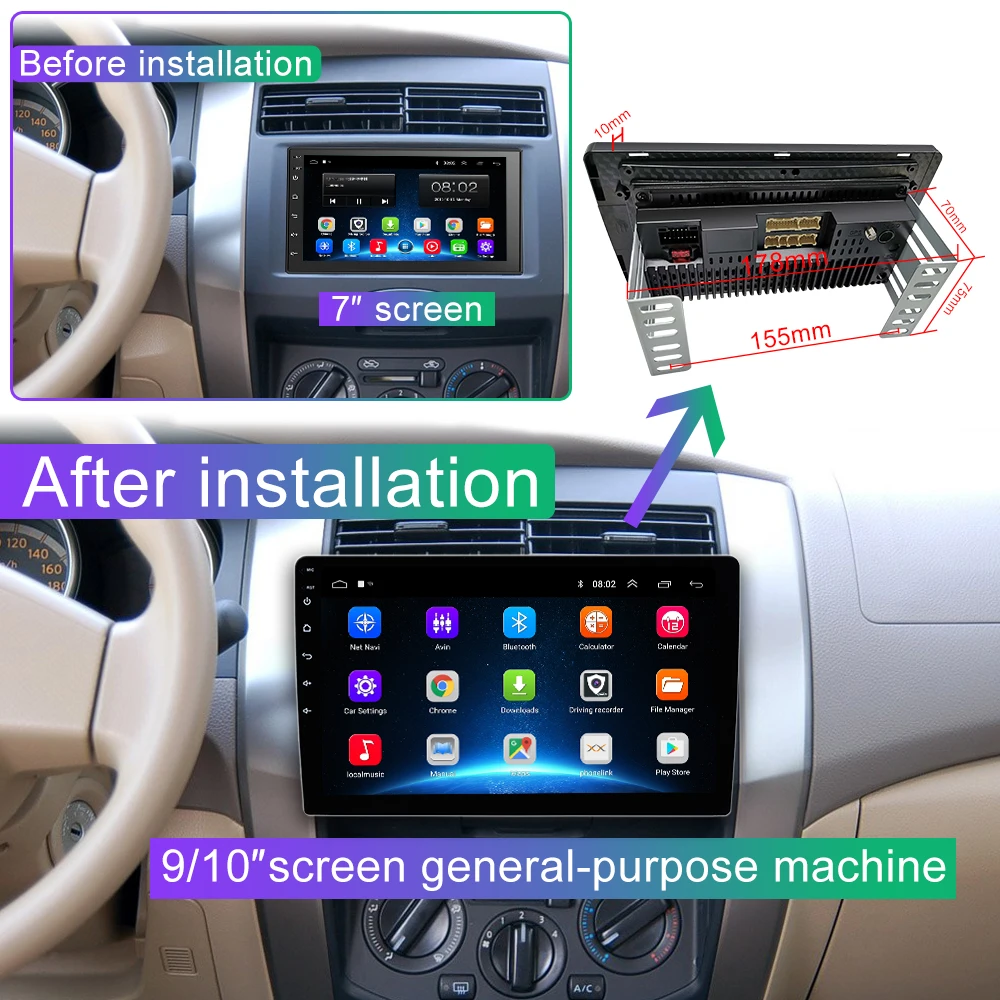 9/10 дюймов 32G R0M 2 din автомобиль Android 8,1 Радио мультимедийный плеер для Nissan Toyota i Kia Volkswagen Suzuk Hyunda Renault Honda