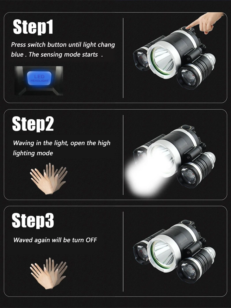 Z20 Sensor led headlight headlamp XM-L T6 20000LM head flashlight torch cree lamp waterproof light 18650 battery | Лампы и освещение