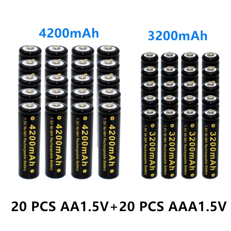 4 40 шт. 1 5 V AAA + A набор никель металл гидридных Перезаряжаемые Батарея 42000 3200 мА ч